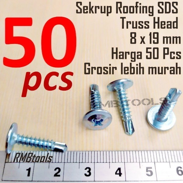 Sekrup Roofing Truss Head SDS 8 x 19 mm / Skrup Truss Head SDS 8 x 19 / Ruping Baja Ringan JT Putih
