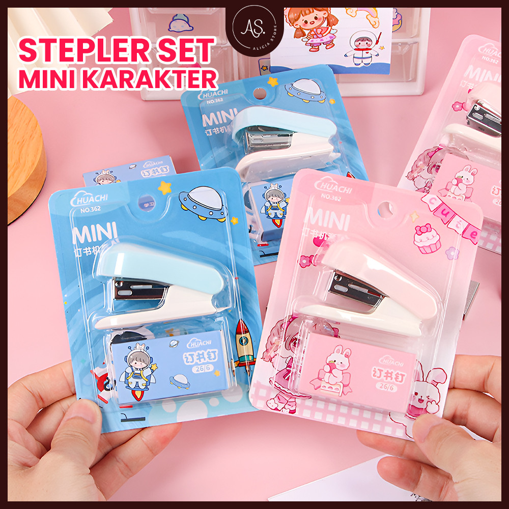 

AS Stapler Set Mini Lucu Karakter Staples Mini Portable + Isi