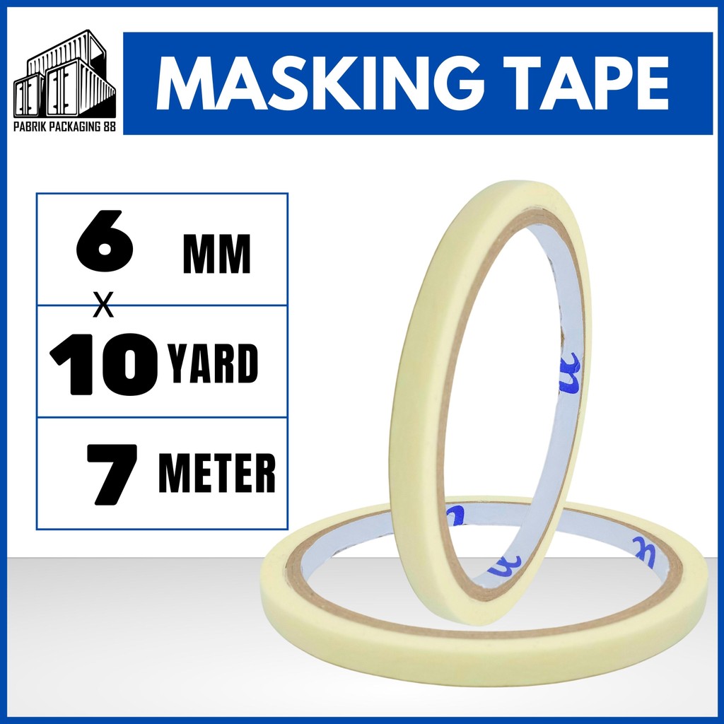 

Solasi Isolasi Selotip Kertas Masking Tape Lem 6 mm X 1O YARD 7M Masking Tape Lakban Solasi Solatip Kertas 6mm x 7m Meter 10 Yard Tebal