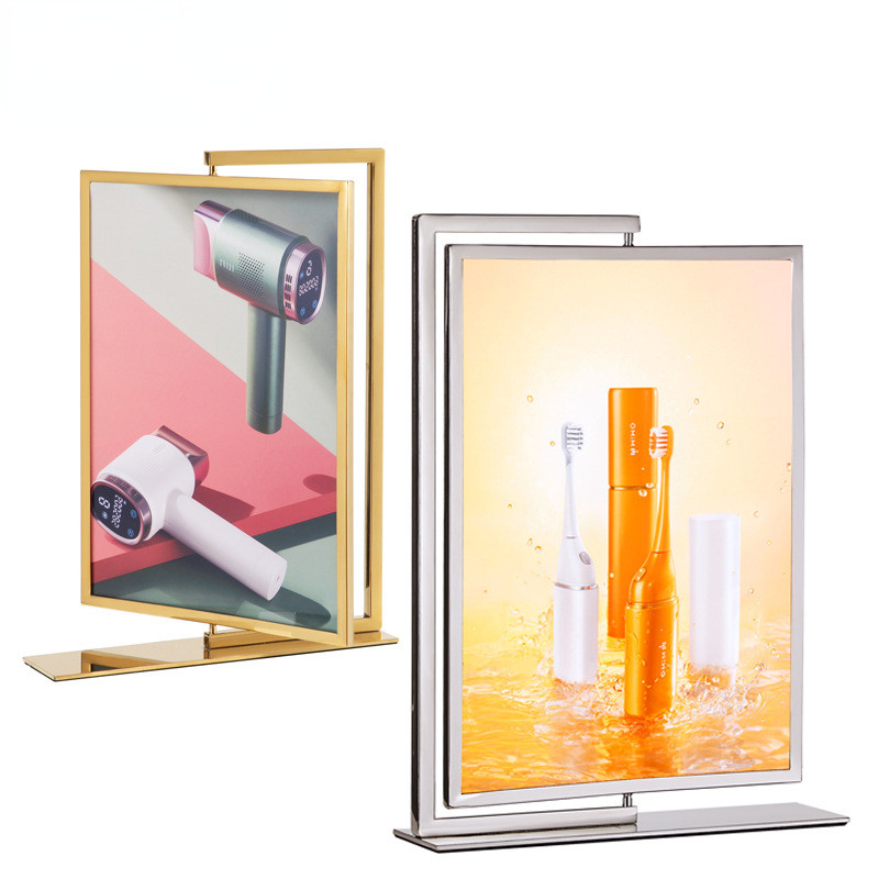 

Stainless Steel Double-Sided A4 Floor Advertising Sign and Rotating Display for Home Office Storage