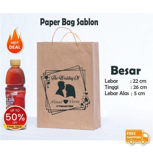 

PAPER BAG CUSTOM BESAR 100 / 22cm X 26cm X 5cm / PAPER BAG KADO / PAPER BAG SOUVENIR