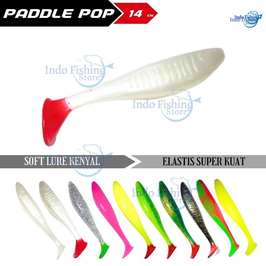 Soft Lure Kenyal PADDLE POP 14cm dan Worm Hook 7/0 Umpan Mancing SIlikon Karet Casting Tersedia Kail
