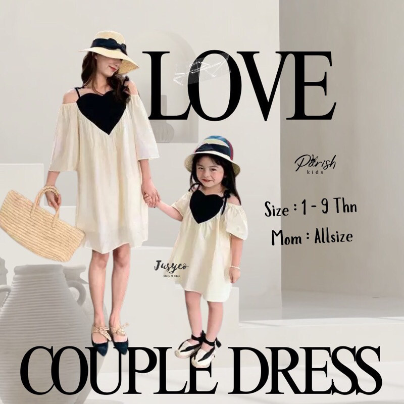Love Couple Dress /Dress Tali Kecil Couple Ibu Dan Anak Kekinian