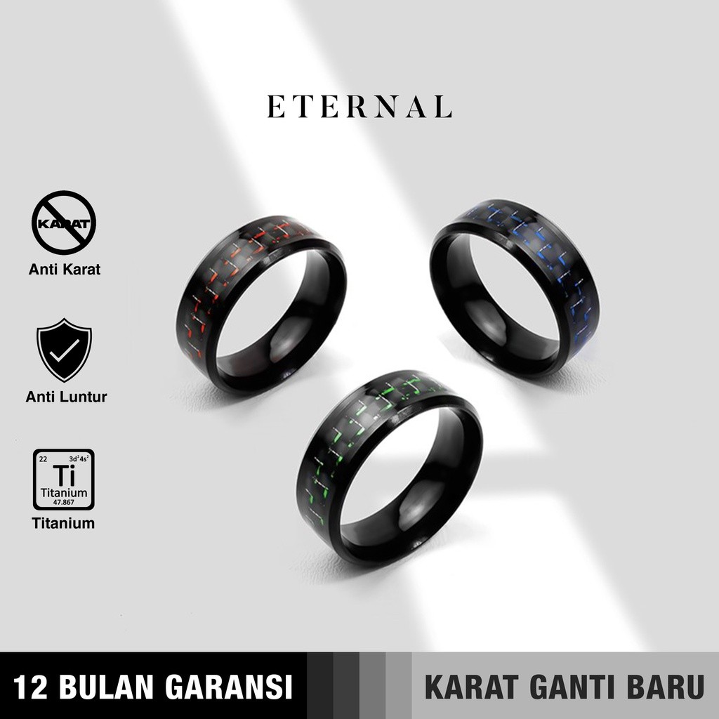BUY 1 FREE 1 GIFT Real Titanium Anti Karat Premium Ring ETERNAL Cincin Titanium Pria Wanita