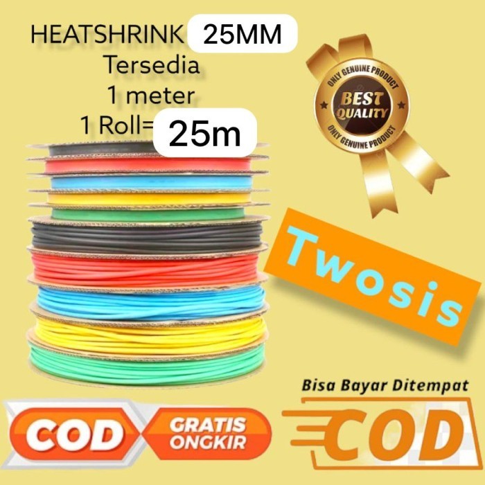 

SELONGSONG KABEL ISOLASI BAKAR/HEATSHRINK TUBE 25MM/SELANG BAKAR - PER-ROLL, Hijau