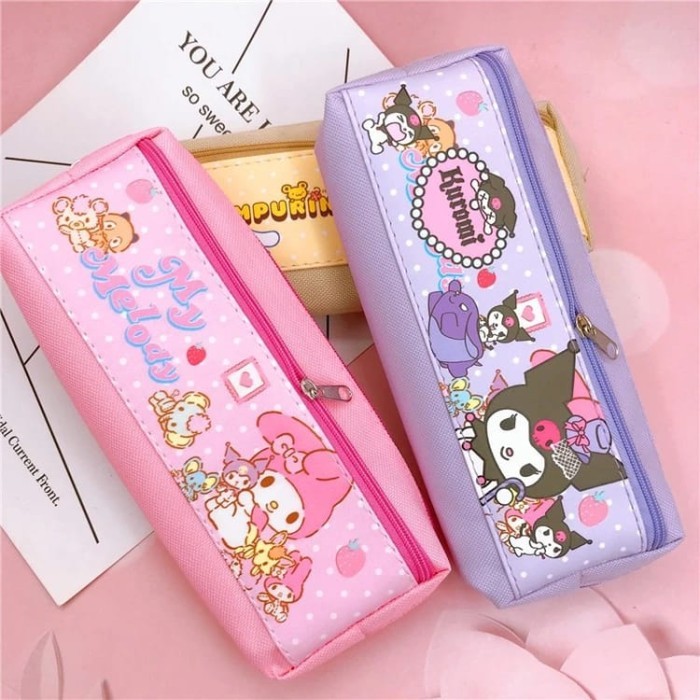 

Korea Style pencil box organizer bag kotak pensil kartun simpel - Purple Kuromi