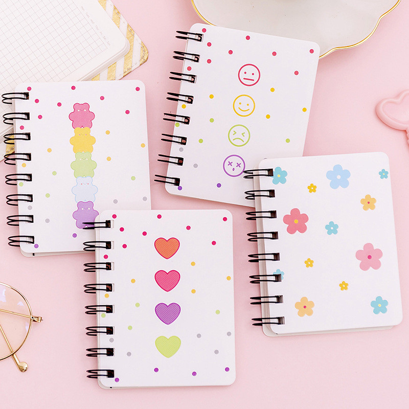 

A7 Pocket Book Notebooks Small Flower Love Small Cute Side Flip Coil Book Student Mini Portable Flip Notepad