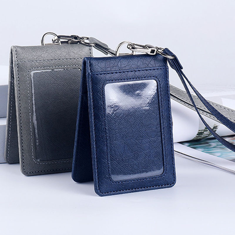 

Office Luxury Multi-card Leather Man Business Credit ID Bank Card Holder Case For 5 Cards With Neck Lanyard