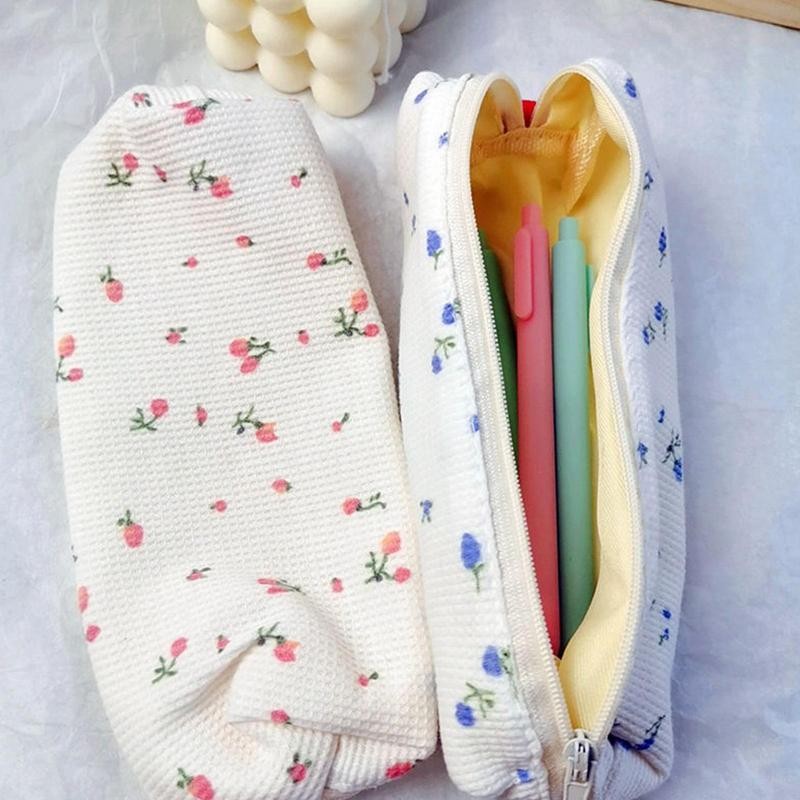 

Cute Small Flowers Pencil Cases Floral Cotton Linen Pencil Bag Simple Pen Bag Storage Bags School Supplies Ka-waii Stationery