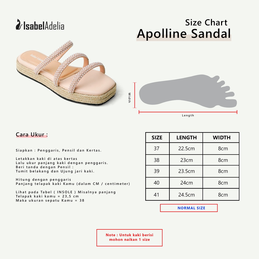 Isabel Adelia Sendal Slop APOLLINE Sandal Platform Wanita Putih Ivory