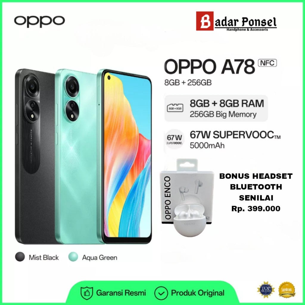 HP OPPO A78 4G 8/256 (RAM 8+8/256GB) GARANSI RESMI