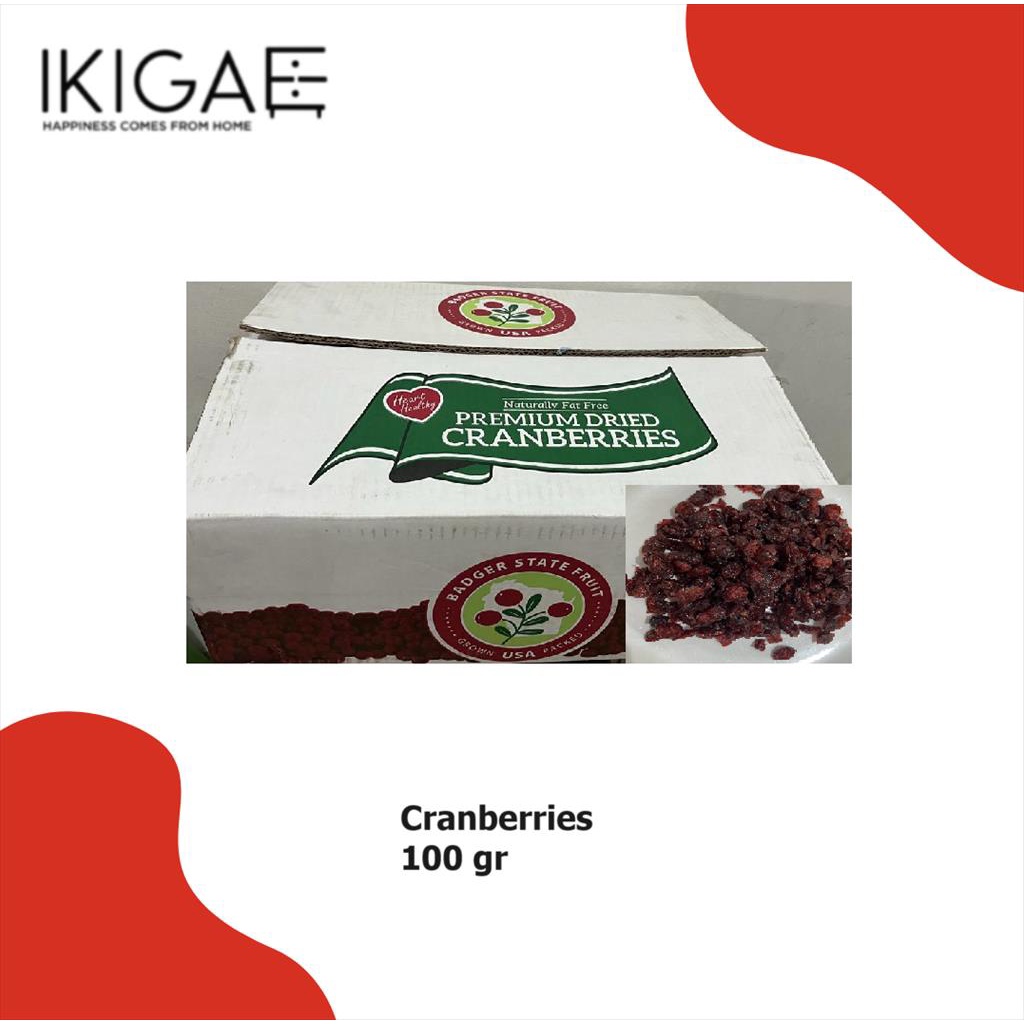 

PREMIUM DRIED CRANBERRIES / KRANBERI 100 GR