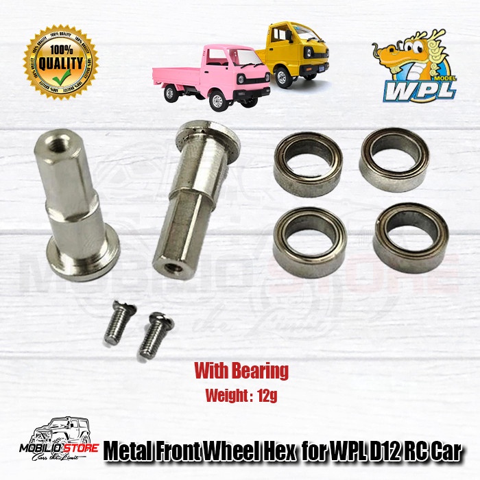 Metal Front Wheel Hex 5mm for WPL D12 Front Axles WPL D12  Hex + Bearings
