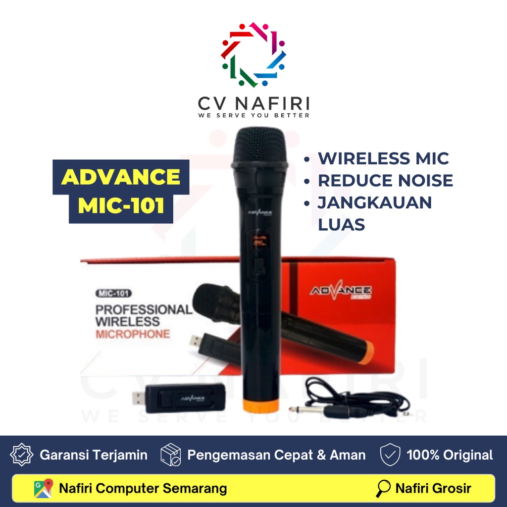 ADVANCE MIC-101 MICROPHONE WIRELESS MIC 101 KARAOKE SINGLE TANPA KABEL ORIGINAL
