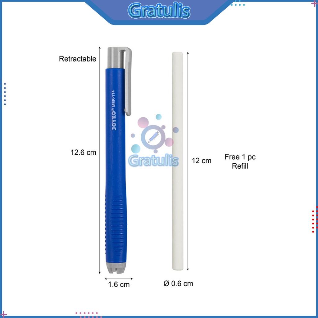

PENGHAPUS PENSIL MEKANIK JOYKO [MER-114] / MECHANICAL ERASER PENCIL / / ALAT TULIS SEKOLAH / PERLENGKAPAN SEKOLAH / ERASER JOYKO / PENGHAPUS PINSIL WARNA WARNI / PENGHAPUS PENSIL BESAR MURAH BERWARNA JOYKO