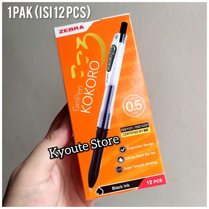 

[New]/Promo Satu Lusin Pak Pulpen Gel Zebra Kokoro Hitam Alat Tulis Murah