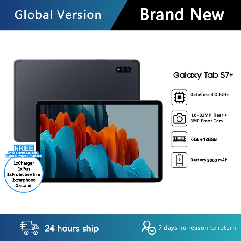 COD Produk Baru Tablet PC Tab S7 6 GB + 128 GB FE 5G Merek Baru Android 10.1 Sistem Tablet Android Asli 16 + 32MP 8000 mAh