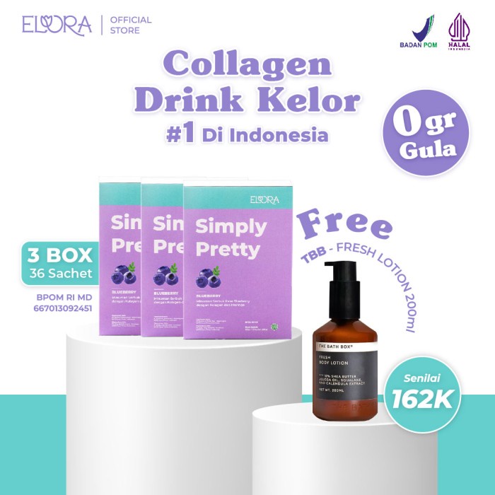 

Elora Collagen Beauty Drink - Minuman Kolagen isi 3 Box + TBB Lotion