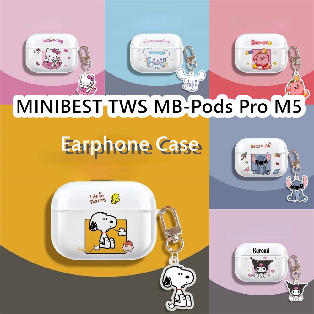 Utility Untuk MINIBEST TWS MB-Pods Pro M5 Case Beruang stroberi anime transparan Soft Silicone Earph