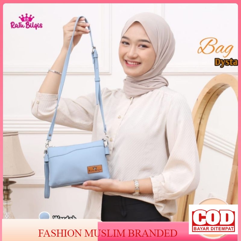 Tas Selempang Wanita Terbaru  Hangout Ratu Bilqis Dysta Bag Slingbag Bahan Chocoly 2 in 1 Dompet Pou
