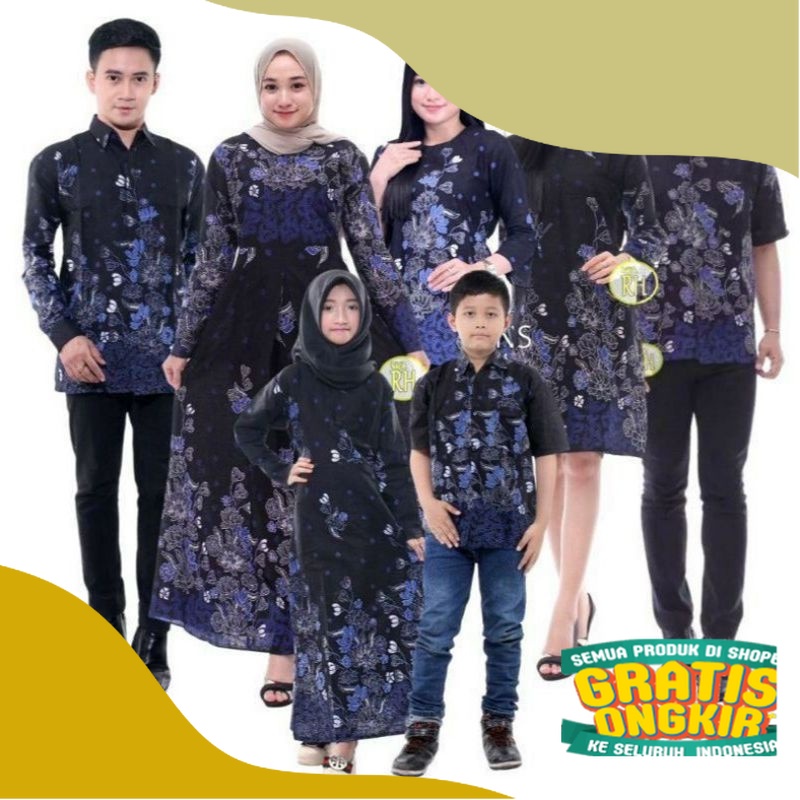 BATIK KELUARGA  KATUN PRIA DAN WANITA AYAH IBU ANAK CEWEK ANAK COWOK KATUN BATIK COPLE FAMILY SARIMB