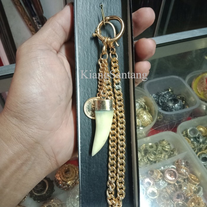 Pin Bros Rantai Baju Beskap Model Koin dan Taring antik