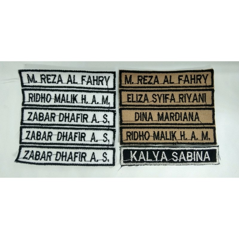 Bordir Bordir BORDIR NAMA UNTUK KOSTUM DOKTER-POLISI-TENTARA DAN KOSTUM LAINNYA Bordir Nama Custom N