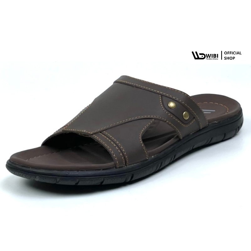 Sandal Kulit Slide Selop Pria Dewasa Original Wibi S11 - 02 - WIBI 39-43 Antique Eyes Mocha