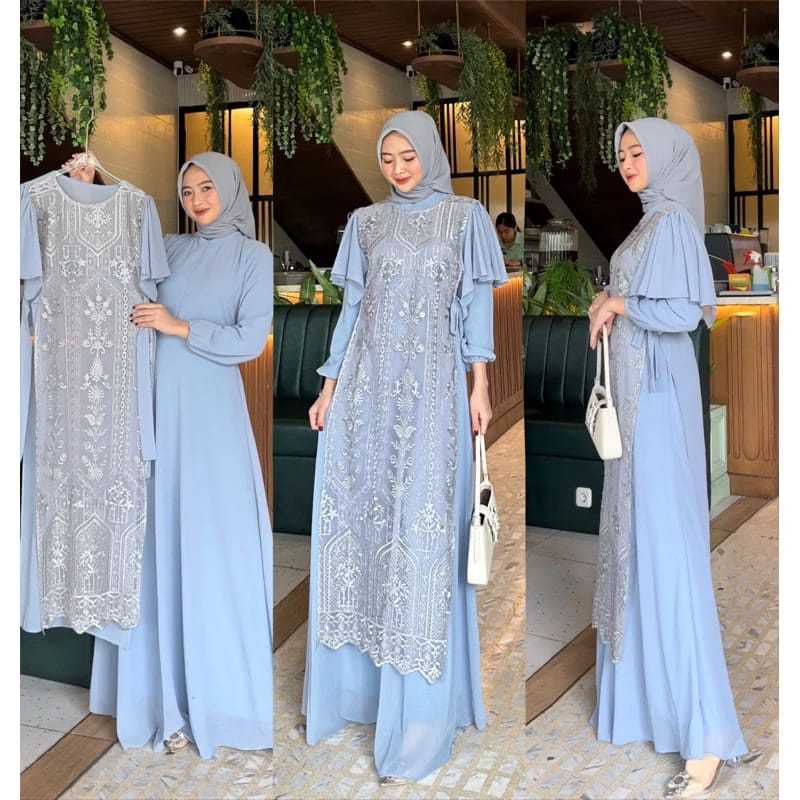 DELISA DRESS ONE SET BAHAN MAXMARA SILK MIX OUTER ORGANZA DRESS GAUN KONDANGAN LAMARAN BUSANA BRIDES