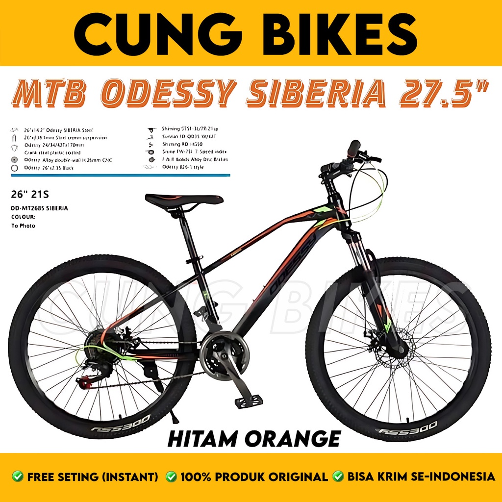 Sepeda Gunung MTB 24 26 27.5 Inch ODESSY SIBERIA 21 Speed Rem double Cakram