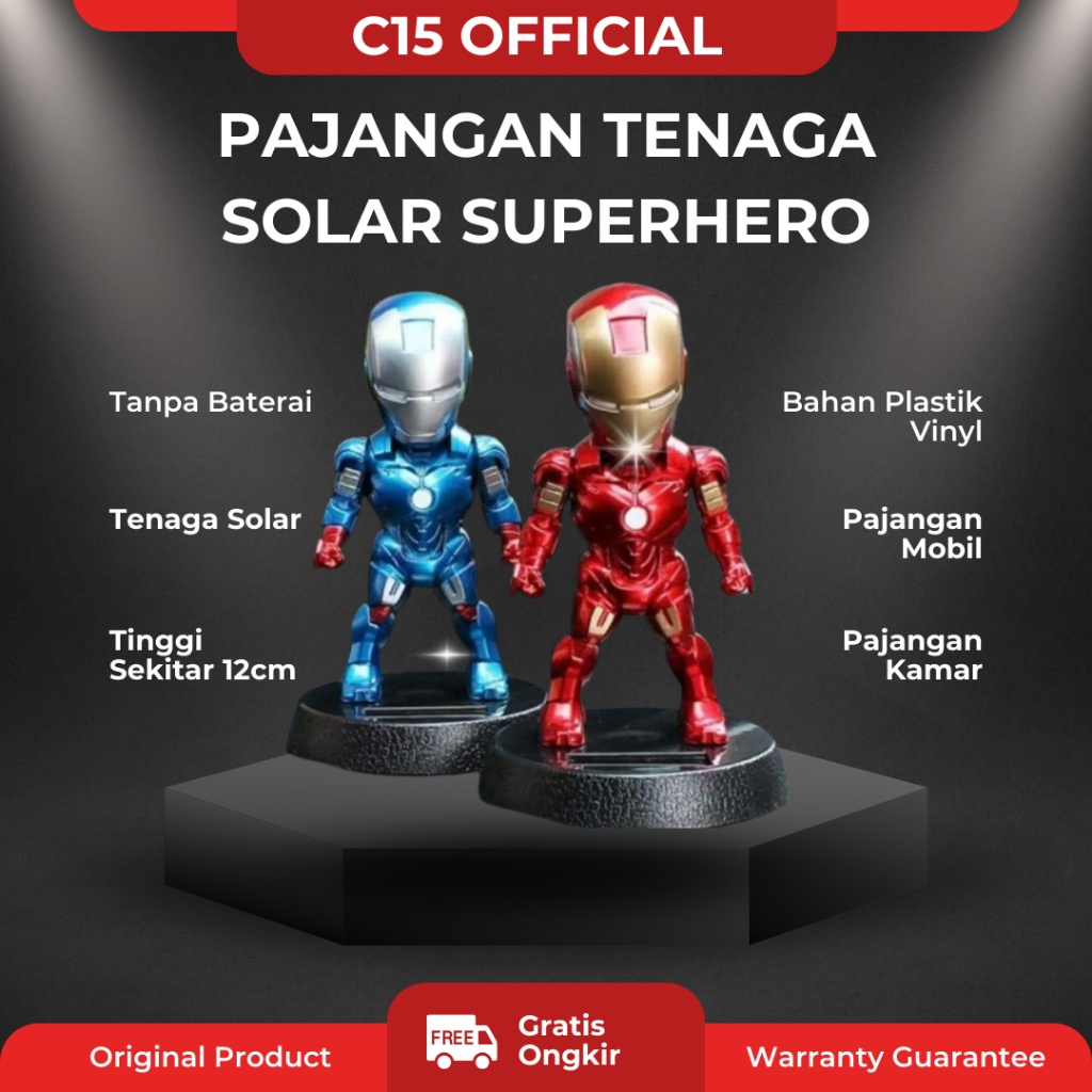 Pajangan Dashboard Mobil Goyang Otomatis Tenaga Surya / Cahaya Hiasan Meja Tanpa Baterai Karakter Su