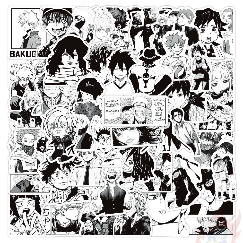 

25Pcs / Set Stiker Doodle Desain Kartun Anime Seri 01 Campur Warna Hitam Putih Tahan Air Gaya Klasik