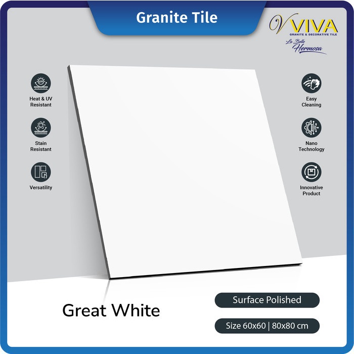 Viva Granite Tile Great White 60x60 Granit / Keramik Lantai