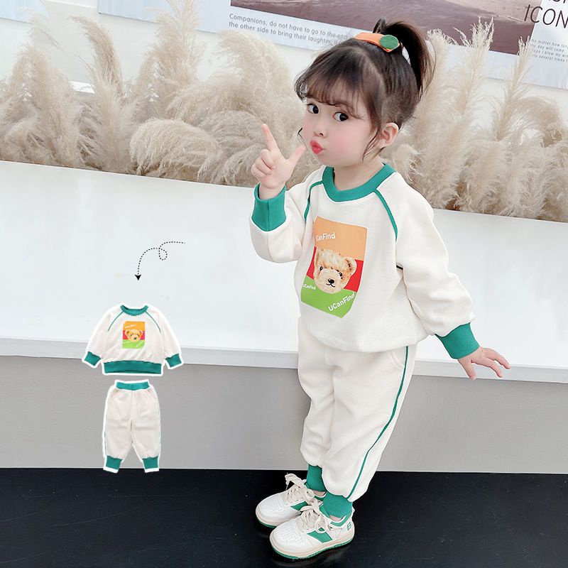 Girls' set autumn hoodie, little girl Korean version sports set