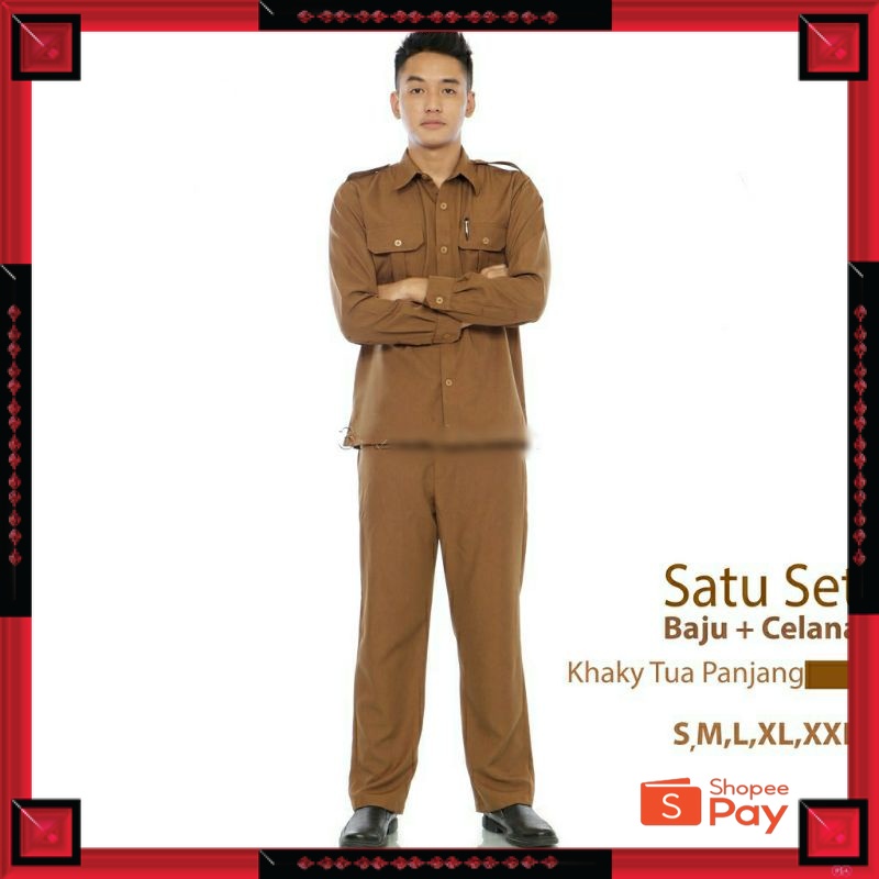 12.12 SERAGAM SALE / Seragam ASN pria READY baju guru dinas khaki tua lengan panjang BCP94