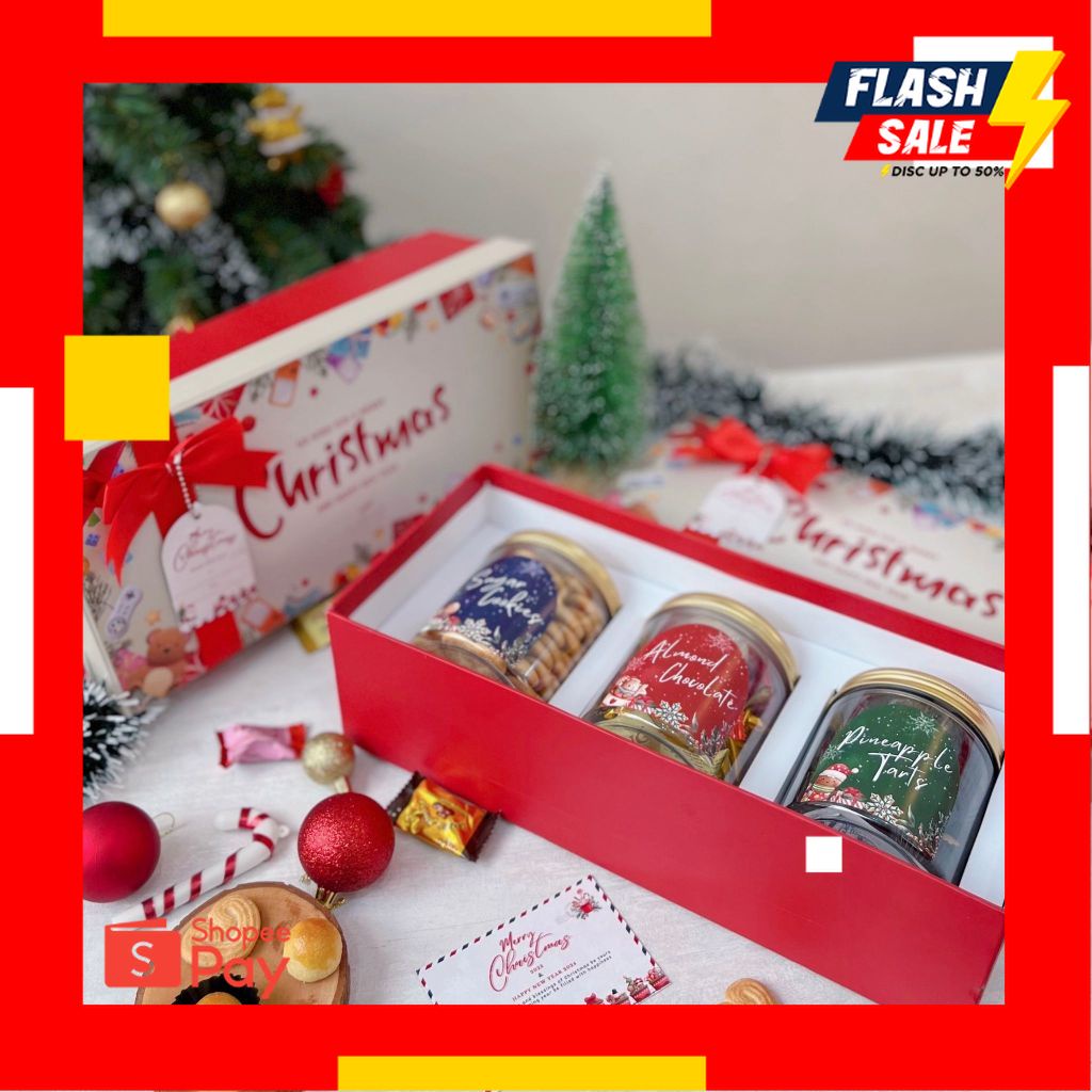 

12.12 SALE |[Ready Stock] - Christmas Hampers Hardbox Cookies Premium - Hampers Natal Isi Kue dan Coklat Natal - Kado Coklat Natal - Souvenir