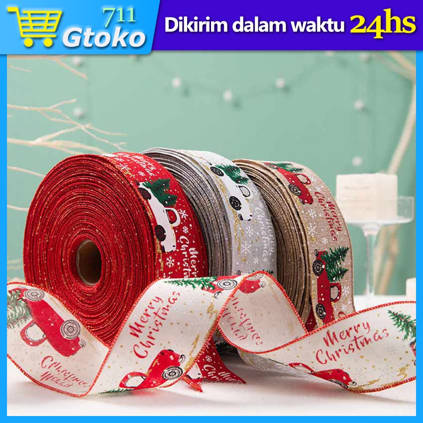 Pita Natal Merry Christmas Pita Kain Goni Hiasan Natal Lebar 5 cm