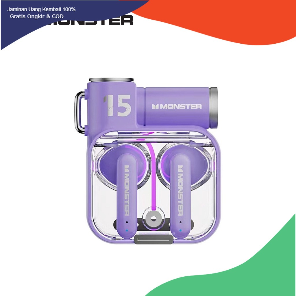 tocao.id Monster XKT15 Bluetooth Earphone TWS Headset Earbuds Headphone