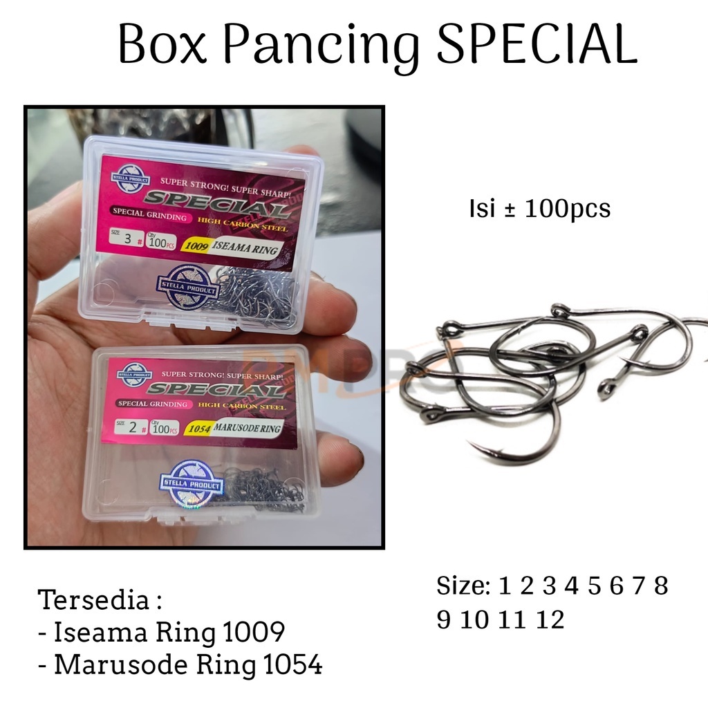 Mata Kail Pancing Stella Special Iseama Ring 1009 Dan 1054 High Carbon Steel Box Kotak Isi 100 Pcs M