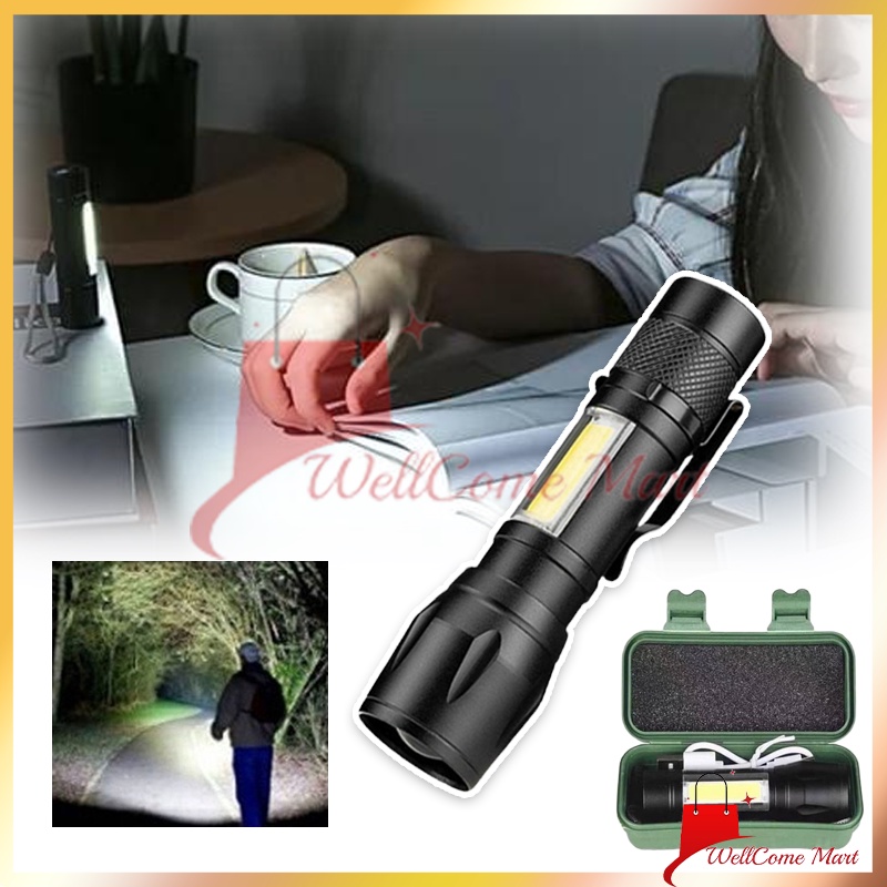 Senter Swat Police Led Flashlight / Tactical Anti Air Lampu SWAT Zoom / Senter Mini XPE COB LED Zoom