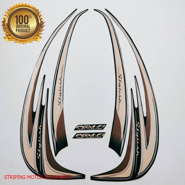 (ORI) striping honda scoopy stylish 2014 2015    hitam kualitas original