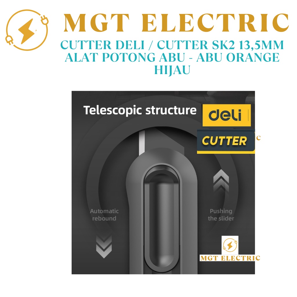 

Cutter DELI / Cutter SK2 13,5mm Alat Potong Abu - abu Orange Hijau