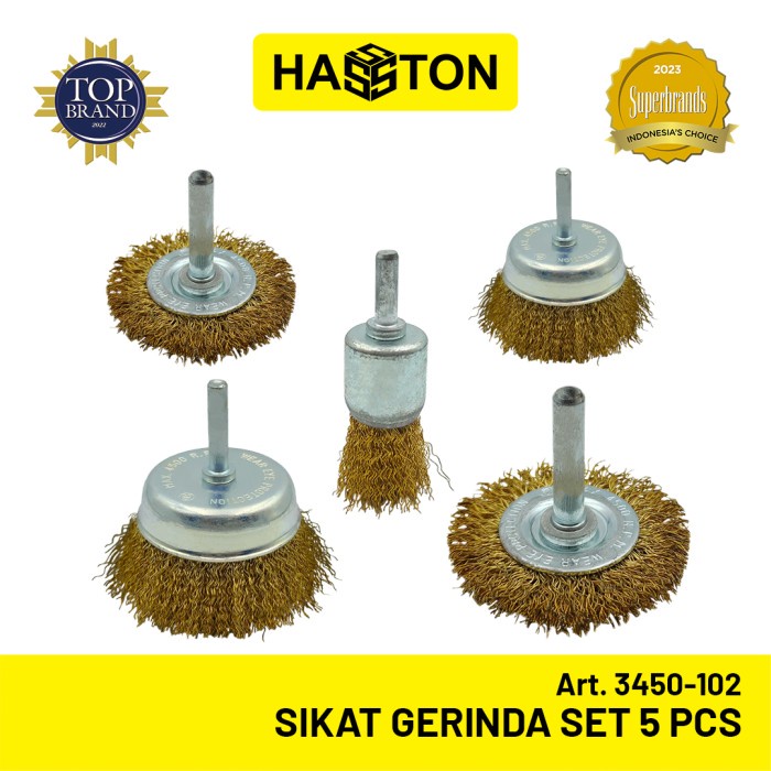 HASSTON Sikat Kawat Baja Bor AS 6mm Cup Brush Wire Brass Set Paket