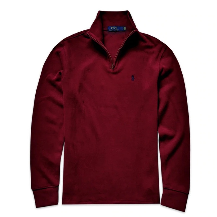 POLO RALPH Lauren Pullover Half Zip Sweatshirt Classic Wine Sweater cowok