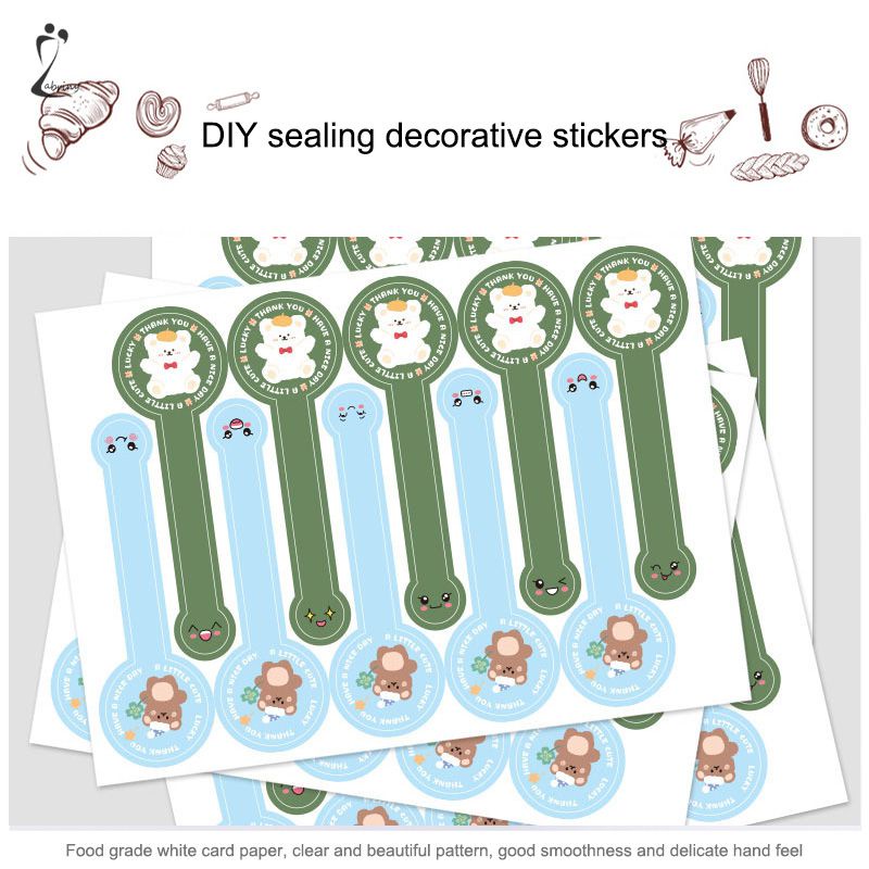 

Stiker strip panjang stiker bulat stiker penyegelan kotak kue kue stiker penyegelan stiker dekoratif DIY Z