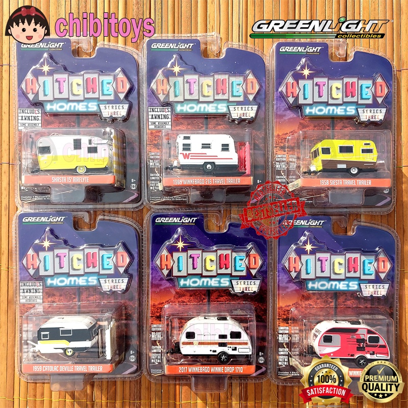 Greenlight Hitched Homes Series 4 Set 1959 Winnebago 216 Travel Shasta 15 Airflyte Siesta Travel