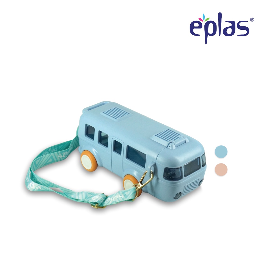 EPLAS Baby Water Bus / Botol Minum Anak Karakter Bus Dengan Sedotan, Portable Push Button, 500ml EBUS-500