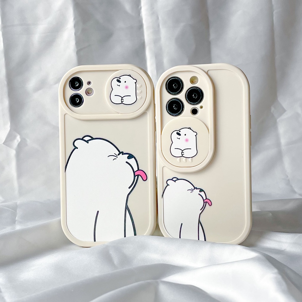 i.case_store New Case iPhone Sliding Solid Color Bear Style iPhone Case X Xr Xs Max 11 12 13 14 Pro 