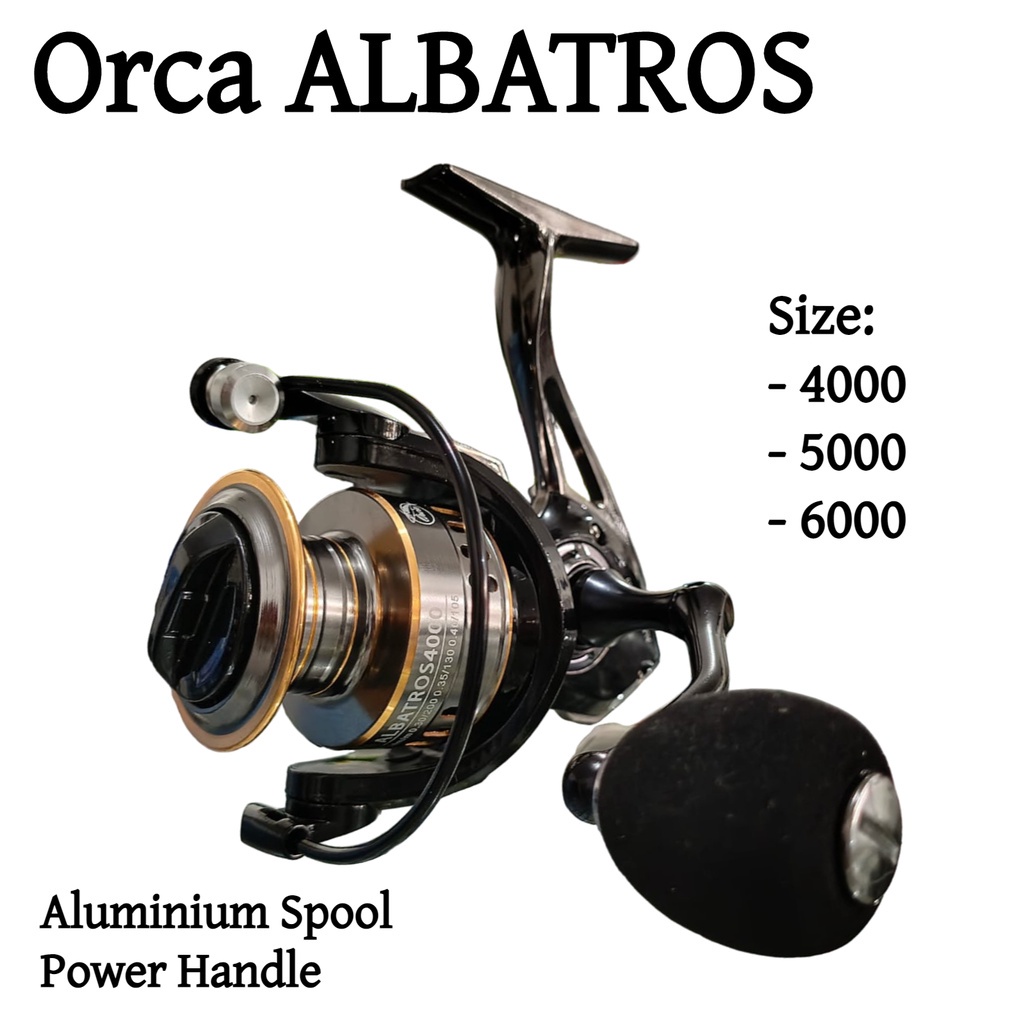 Reel Orca Albatros 4000 5000 6000 Power Handle 5+1 Ball Bearing Aluminium Spool / Rell Gulungan Sena
