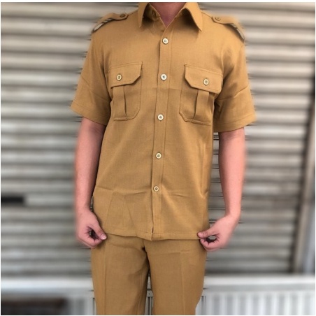 STELL PEMDA PRIA / STELL KHAKI PRIA / BAJU PNS PRIA / STELAN PNS / KEMEJA PNS PRIA Lengan pendek / l